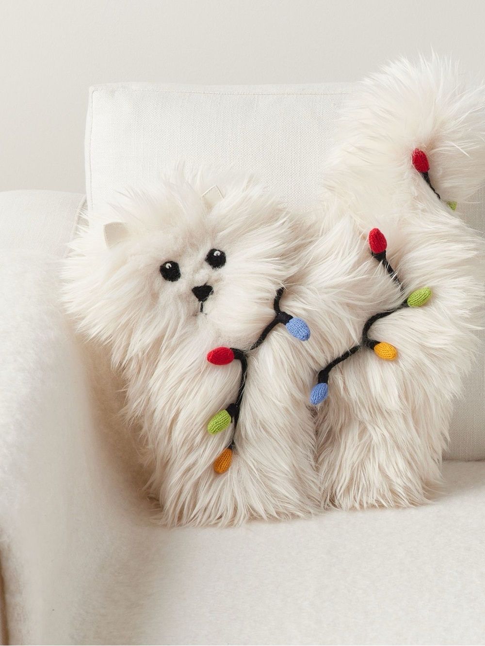 New Pottery Barn National Lampoons Christmas Vacation Cat in Lights Pillow